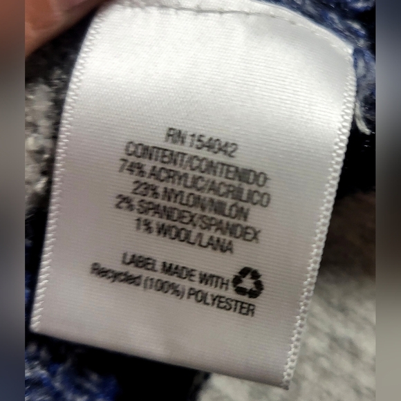 Olivia Warren NY-Striped, Gray, Open Front Cardigan,Wool Blend Sweater - Size L - Picture 3 of 4